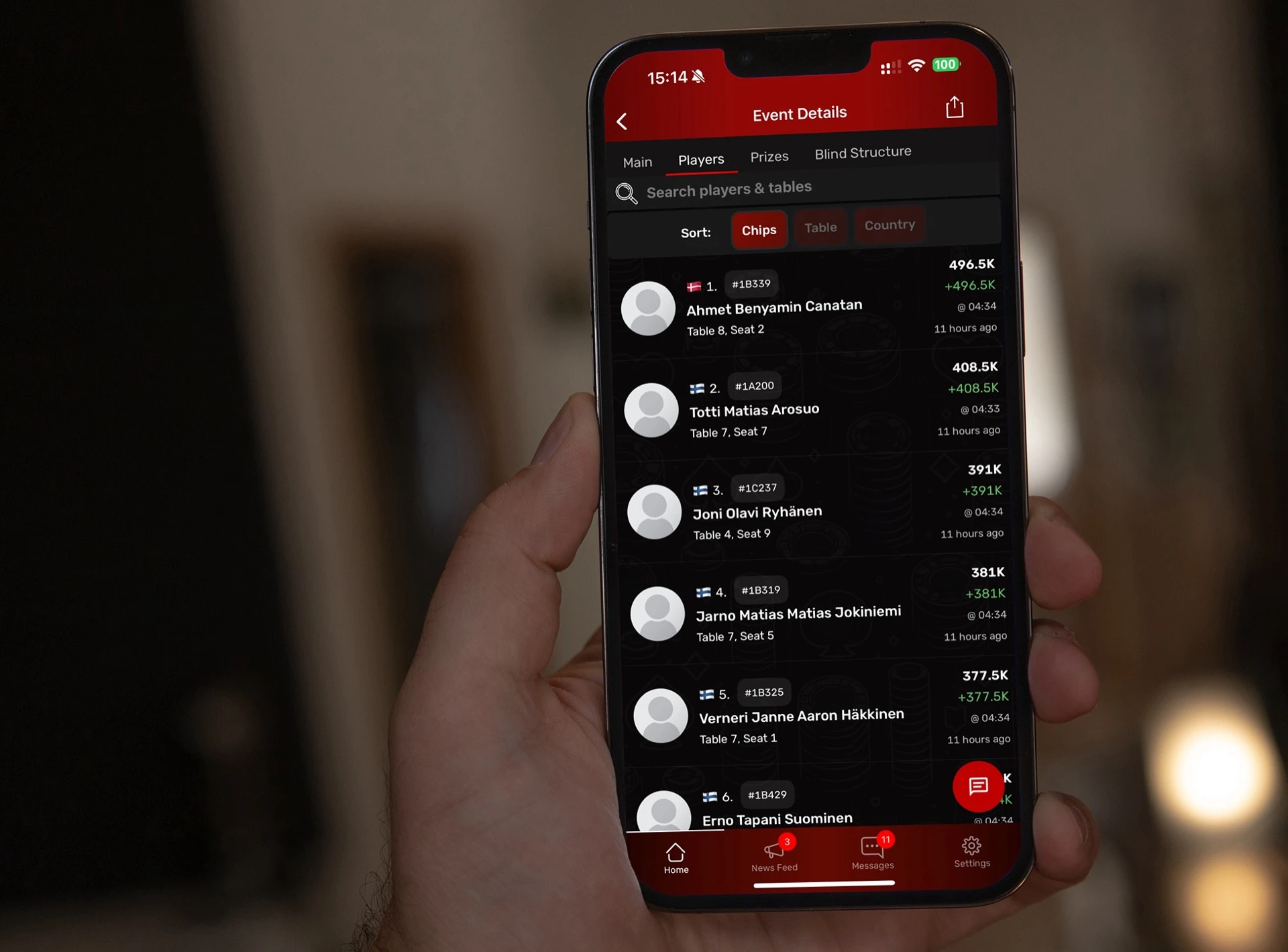 LetsPoker app showing tournament details
